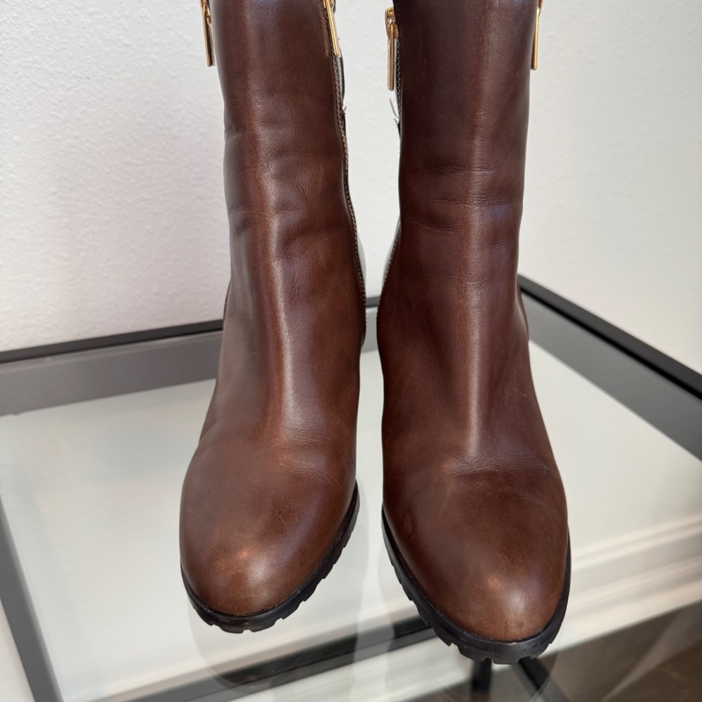 MICHAEL KORS Aileen Brown LeatherWedge Bootie Size 8 - Picture 2 of 15